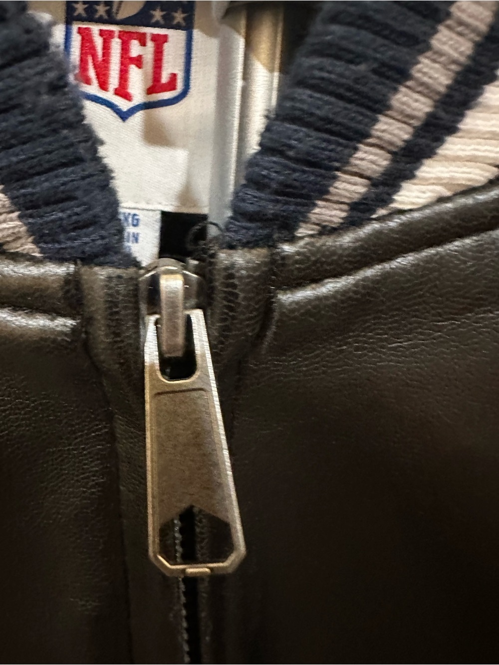 NFL Black, Navy & Cream Dallas Cowboys Faux Leather Bomber Jacket - Picture 4 of 16